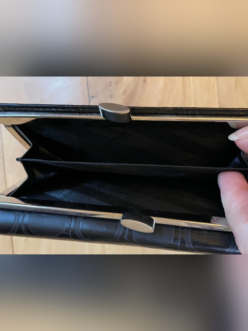Salvatore Ferragamo Black Gancini Embossed Leather Wallet - Picture 9 of 9